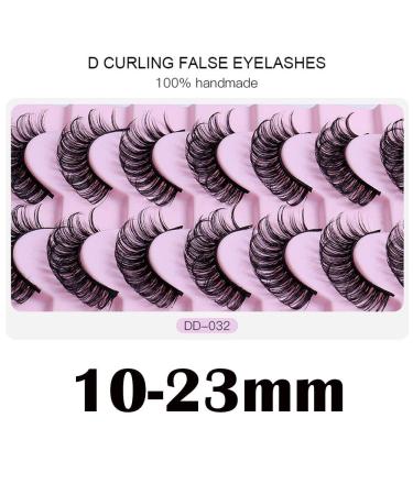 Russian Strip Lashes DD Curl Wispy 16mm - 10 Pairs Pack (DD-032) | Fluffy Faux Mink Lashes for Natural Volume Extension - Buy Online on SooperMarket.com