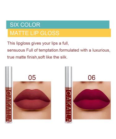 6Pcs Dark Red Matte Liquid Lipstick Set | 24-Hour Long-Lasting Waterproof Lip Stain Makeup | Velvety High Pigmented Nude Lip Gloss Kit for Women - Buy Online on SooperMarket.com