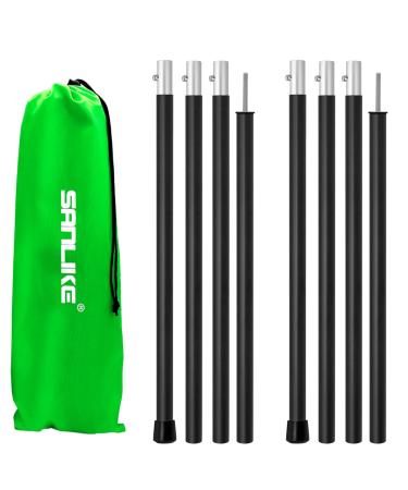 Tent Poles,Tarp Poles 60 inches Aluminum,Tent Pole for Tarp,Easy Adjustable&Collapsible Camping Tarp Pole Set of 2 (4 Sections) Black-4 Sections