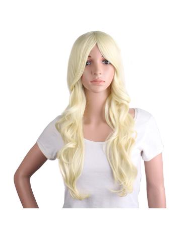 MapofBeauty Charming Synthetic Fiber Long Wavy Hair Wig Women's Party Full Wigs (Light Blonde)
