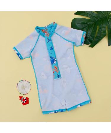 PythJooh Baby Boy Swimsuit Rash Guard One Piece Beach Swimwear Shark Print Shorts | 18-24 Months - Swimming Shark - Buy Online on SooperMarket.com