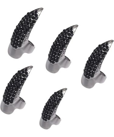 Black Halloween Claw Finger Ring Witch Finger Nail Claw Finger Claws Black Nail Rings Fake Nails Scary Halloween Props - Buy Online on SooperMarket.com