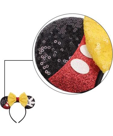 Mouse Ears Bow Headbands Shiny Bows Glitter Party Decoration Cosplay Costume for Kids Girls Women Princess Party Decorations Cosplay (Black+Yellow) 2 - Buy Online on SooperMarket.com