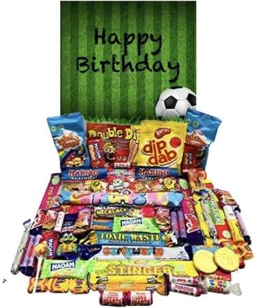 Happy Birthday Football Pick N Mix Ultimate Retro over 60 Sweet Box Candy Hamper - Buy Online on SooperMarket.com