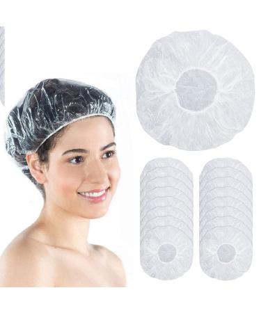 16-Pack Clear Disposable Shower Caps - Home & Hotel Use | Elastic Plastic Bath Hair Protection - Buy Online on SooperMarket.com