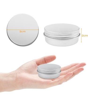 Firschoie 20ml Aluminum Jars Empty Cream Jars with Screw Cap 28 Stickers & 4 Spatulas for Makeup Creams & Mini Candles (Silver) - International Shipping Available - Buy Online on SooperMarket.com