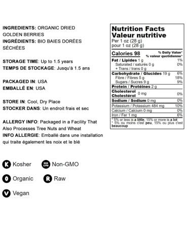 Organic Golden Berries 1lb | Non-GMO Dried Whole Berries | Unsweetened & Sulfite-Free | Kosher & Vegan | Vitamin A-Rich Snack for Baked Goods & Granola - Buy Online on SooperMarket.com