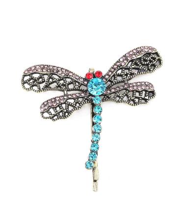 Vintage Rhinestone Dragonfly Hair Clips Set - Elegant Alloy Barrettes for Women - Buy Online on SooperMarket.com