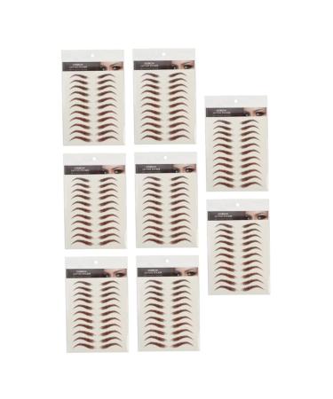 CANIGHT 9 Sheets Eyebrow Transfer Stickers Makeup Brow Sticker False Eyebrows Dark Brown 21x14.7cm Brown