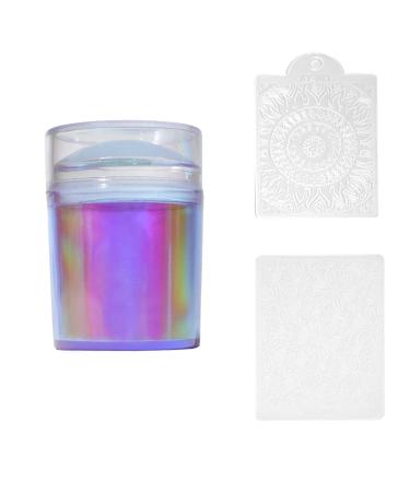 Chameleon Clear Nail Art Stamper Schaber Set and with 2 scrapers transparent silicone marshmallow nail stamp for DIY creative nail art tools Accessories (Set04)