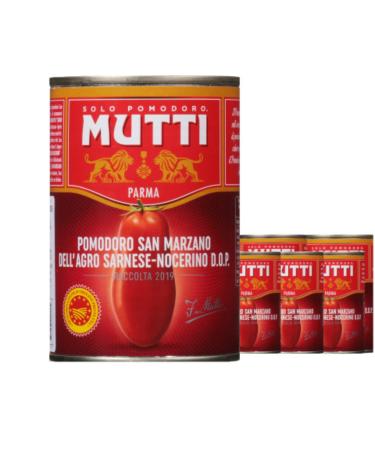 Mutti Whole Peeled Authentic San Marzano PDO Tomatoes (Pelati), 14 oz. | 6 Pack | Italy’s #1 Brand of Tomatoes |Canned Tomatoes | Vegan Friendly & Gluten Free | No Additives orPreservatives