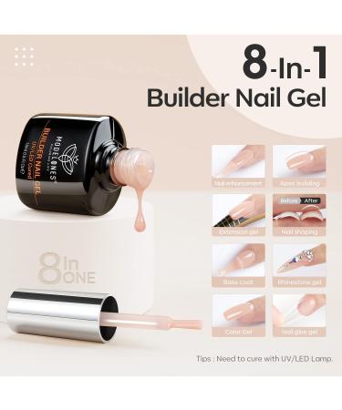 Modelones 8-in-1 Gel Nail Polish Builder Neutral Nude Brown 15ml - Nail Strengthener, Extension Gel, Base & Glue Gel in Bottle - Pack of 1 - Buy Online on SooperMarket.com