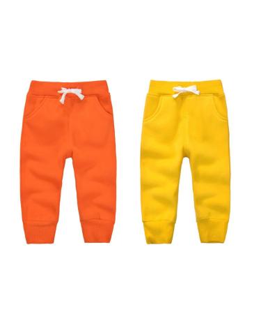 CuteOn Unisex Kids Elastic Waist Cotton Warm Trousers Baby Pants Bottoms 1-5Years 2 Years Orange+yellow