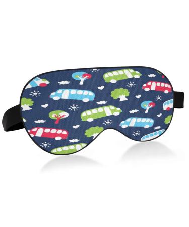 WELLDAY Sleep Mask Bus Pattern Night Eye Shade Cover Soft Comfort Blindfold Blockout Light Adjustable Strap for Men Women