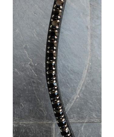 Happiness Hinge Forehead Strap Horse Swing 'Black Beauty' - Hand-Sewn with Large Glitter Stones in Matte Black | KB Leather - Buy Online on SooperMarket.com