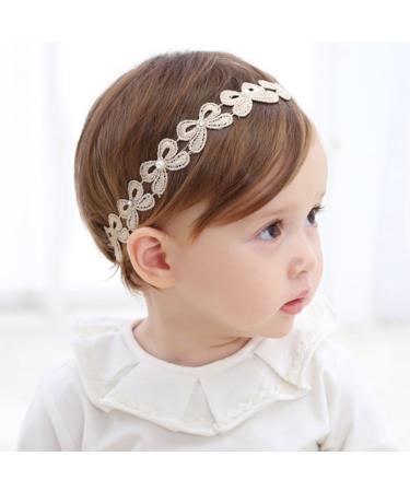 COUXILY Baby Girls Lace Flower Headband - 4 Pack Faux Leather Elastic Hairbands for Newborns & Toddlers - Perfect for Everyday & Special Occasions - Buy Online on SooperMarket.com
