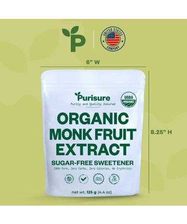 Organic Monk Fruit Extract 125g - Sugar-Free Natural Sweetener | 100% Pure, Paleo & Keto Friendly | Zero Calories & Carbs - PuriSure - Buy Online on SooperMarket.com