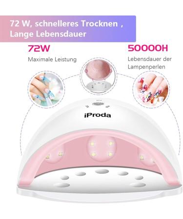 iProda 72W UV/LED Nail Dryer Lamp for Professional Gel Polish - 4 Timers for Manicure/Pedicure - At-Home and Salon Nail Art - Buy Online on SooperMarket.com
