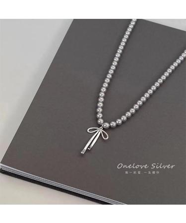 Elegant Gray Necklace for Women | Adjustable Collarbone Chain with Brown Pearl | Oralgos Jewelry Accessory - Buy Online on SooperMarket.com