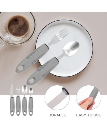 Adaptive Utensils Built up Fork Spoon Rocker Knife Easy Grip Silverware for Adults Elderly Weak Hand Patients Disabled Light Grey 3 Piece Set (Color : Light Grey-1) - Buy Online on SooperMarket.com
