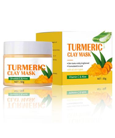 Turmeric Vitamin C Clay Mask- Face Masks- Deep Cleansing Unclog Pores- Dark Spot Remover -Controlling Acne Oil- Reduce Redness and wrinkles- Face Mask Beauty & Skincare 50g