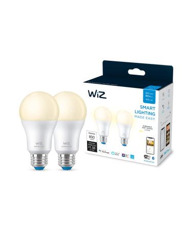 WiZ Connected Wiz Connected 2-Pack A19 Dimmable Soft White Bulbs, Compatible with Alexa, Google Assistant, And Soft White K 2 Bulbs 603647 WiZ - A19 Smart LED Soft White Bulb 2pk A19 Soft White (2700k) 2 Count (Pack of 1)