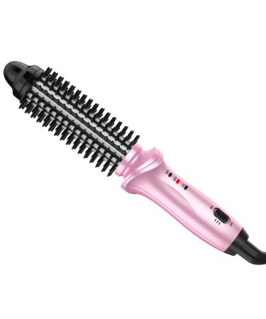 Curling Iron Brush for Short Long Hair Hair Curling Brush Long Barrel Tourmaline Ceramic Dual Voltage Curling Brush Iron with Anti-Scald Bristles 25MM-PINK