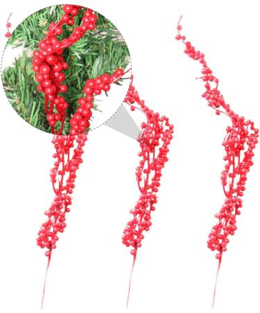 HOMSFOU 9 pcs crafts branch christmas tree red fruit christmas berry spray crafts berry picks dragon beard Foam berry decorate Christmas Red Berry Twig Stem Accessories red berries - Buy Online on SooperMarket.com