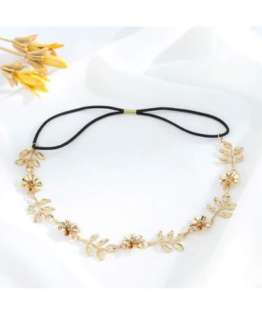 Yalice Gold Leaf Headband | Elastic Flower Head Chain for Women and Girls - Buy Online on SooperMarket.com