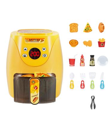 Simulation air fryer cooking toy children's pedagogical food toys role -playing kitchen toys montessori toddler role -playing toys kitchen toys set for girls 7 10 for children yellow