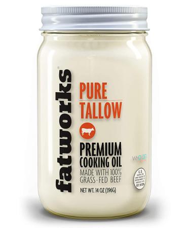 Fatworks Premium 100% Grass Fed, Pasture Raised Beef Tallow, Artisanally Rendered, WHOLE30 Approved, KETO, PALEO, 14 oz.