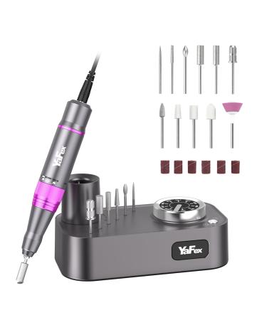 Nail milling mills for Geln gel 35000 rpm Yafex 11 in 1 electric nail cutter Professional with nail miller attachments nail file manicure pedicure set with safety lock without LED lamp (violet)