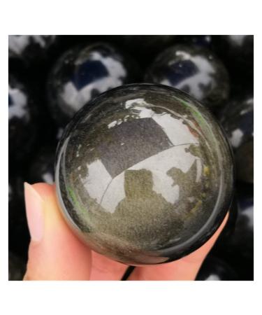 Ornament 1pc Handmade Natural Gold Obsidian Quartz Ball Crystal Crafts Stone Sphere for Fengshui Decoration Gift Decoration Stone Collection (Color : 1pc 30-40mm)