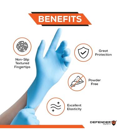 Defender Safety Nitrile Examination Gloves - Medical Grade, Chemo-rated, Powder Free, Blue - Large Box (100 Gloves) - Buy Online on SooperMarket.com