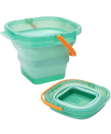 Paint Brush Washer Cleaner Painting Water Cup Bucket Basin Foldable Collapsible 0.8 Gal (Turquoise)