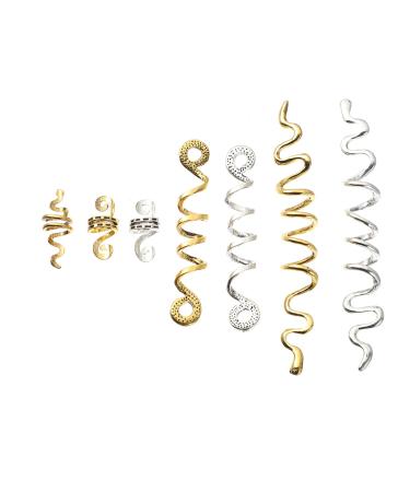 KALLORY 16 Pieces Spiral Hair Alloy Spiral Jewels Retro Dreadlocks Cuffs Accessories for Braid