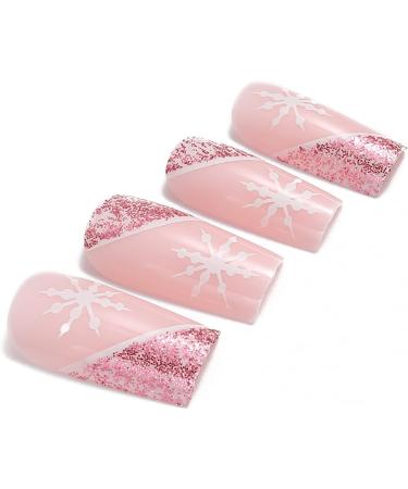 Vatocu Christmas Short Red Press on False Nails - Snowflake & Snowman Design (24pcs) - Buy Online on SooperMarket.com