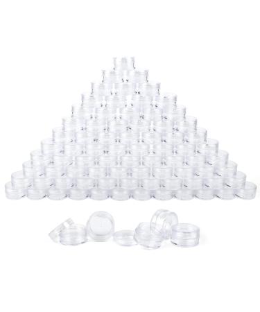 Huayue 80 pieces empty transparent cosmetics doses set cream can empty cans Ride sample container cosmetics container with lid for lip balm lotion lotion cream candles nailart glitter rhinestones