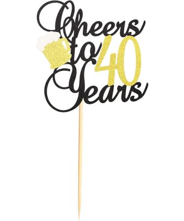 Arthsdite Cheers to 40 Years Cake Topper with Beer 40th Birthday Cake Picks Forty Years Old Birthday Party Decorations Supplies- Black Gold Glitter Black Gold 40 - Buy Online on SooperMarket.com
