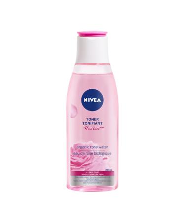 NIVEA Rose Care Face Toner for All Skin Types Rose Water for Face Tones and Refines Pores Rose Water Toner With No Drying Alcohol Dermatologically-Tested Skin Care 200mL Transparent