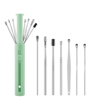 7Pcs/Set Ear Wax Pickers Steel Earpick Wax Remover Care Ear Toolear Kit Earwax Clean Curette Piercing Spoon Cleaner