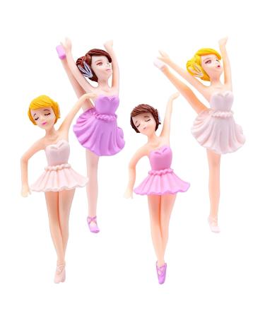 4Pcs Ballet Girl Birthday Cake Toppers Ballet Girl Birthday Cake Decoration Lovely Ballet Dancer Cake Ornament Ballet Dancer Cake Topper for Party Birthday Wedding