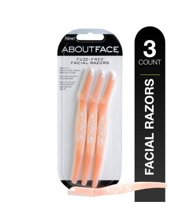 About Face Fuzz-Free Facial Razors for Shaving & Exfoliating - Includes 3 Beauty Groomers - For Face, Lips & Eyebrows Fuzz Free Facial Razor