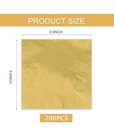 200 Pcs Gold Leaf Sheets for Gilding Art & DIY Projects - 5.5 x 5.5 inches - Ideal for Picture Frames, Home Walls, and Interior Decoration - Buy Online on SooperMarket.com