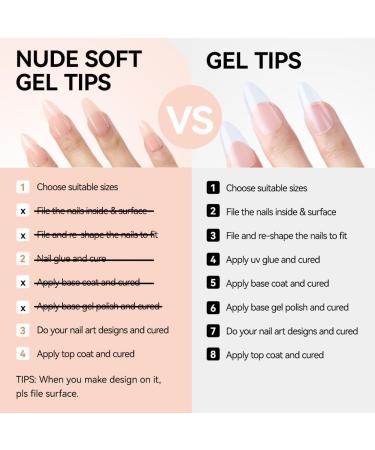 Gelike EC 240PCS Colored Gel X Nail Tips Medium Almond 2 in 1 X-Coat Tips - Sheer Nude | 12 Sizes for Salon & Home DIY - Buy Online on SooperMarket.com