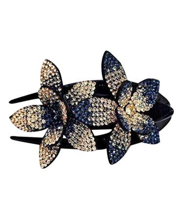 2pcs Rhinestone Double Flower Hair Clip Elegant Hair Ornament Women Hair Claw Hair Crystal Rhinestone Hair Clip Kit Barrettes Crystal Glitter Hair Comb Accessories For Women Girls