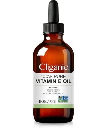 Cliganic 100% Pure Vitamin E Oil - 120,000 IU for Skin, Hair & Face - Non-GMO 4 Fl Oz - Buy Online on SooperMarket.com