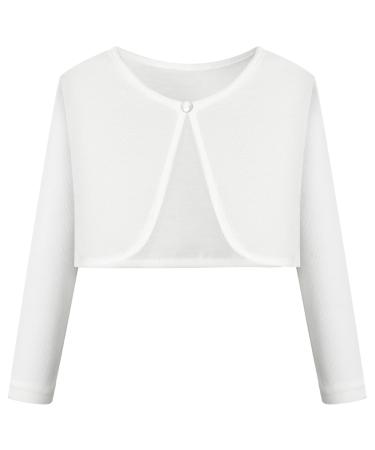 BONNY BILLY Girls Cardigan Long Sleeve Knitted Cotton Bolero Shrug Kids Clothing 4-5 Years White