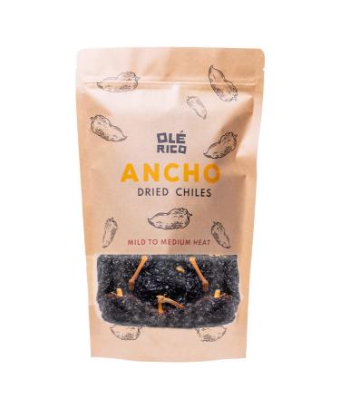 OL RICO - Dried Ancho Chiles, 4 Oz - Premium Dried Chiles, Great for Birria Sauce, Mexican Mole, Enchiladas, Salsas, Pozole, Mild to Medium Heat, Sweet & Smoky Flavor. 100% Natural Dried Chili Peppers, Resealable in Kraft