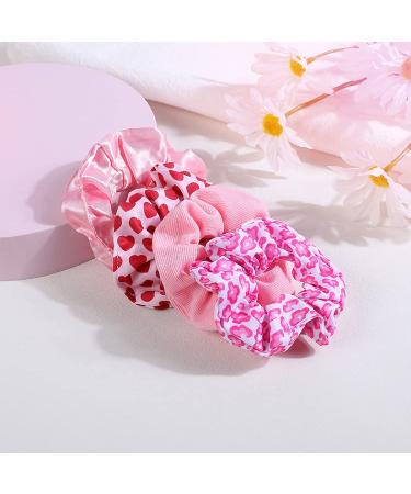 Valentine Pink Hair Scrunchies Set - 4pcs Galentine Hair Ropes & Ties | JHV31 - Buy Online on SooperMarket.com